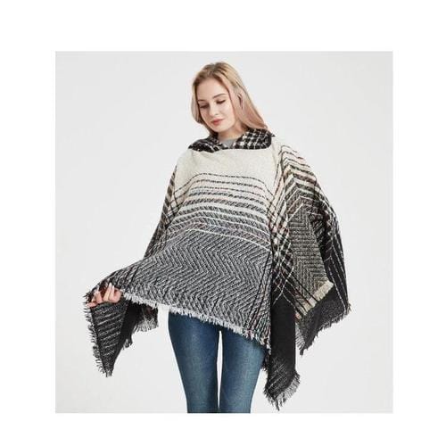 Fein gestreifter Damenponcho