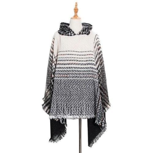 Fein gestreifter Damenponcho
