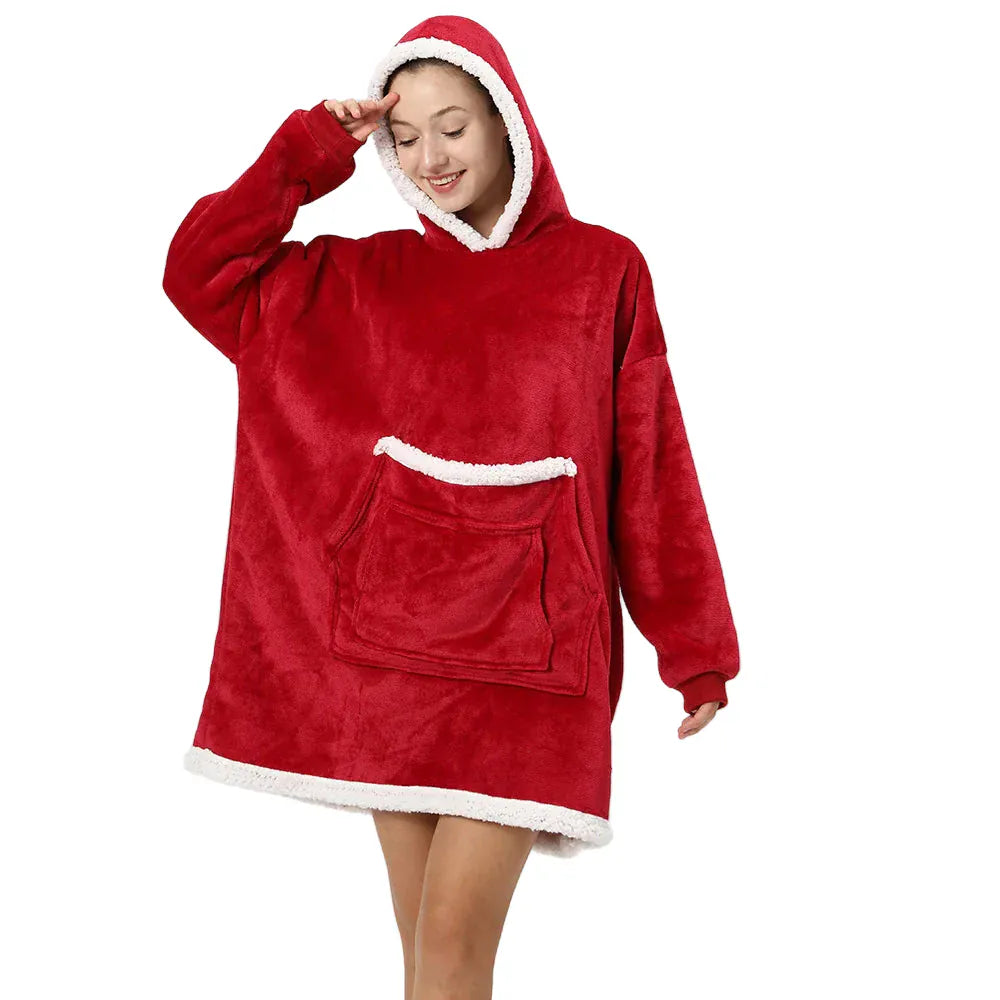 Fleece-Katzenponcho mit Kapuze und Kängurutasche