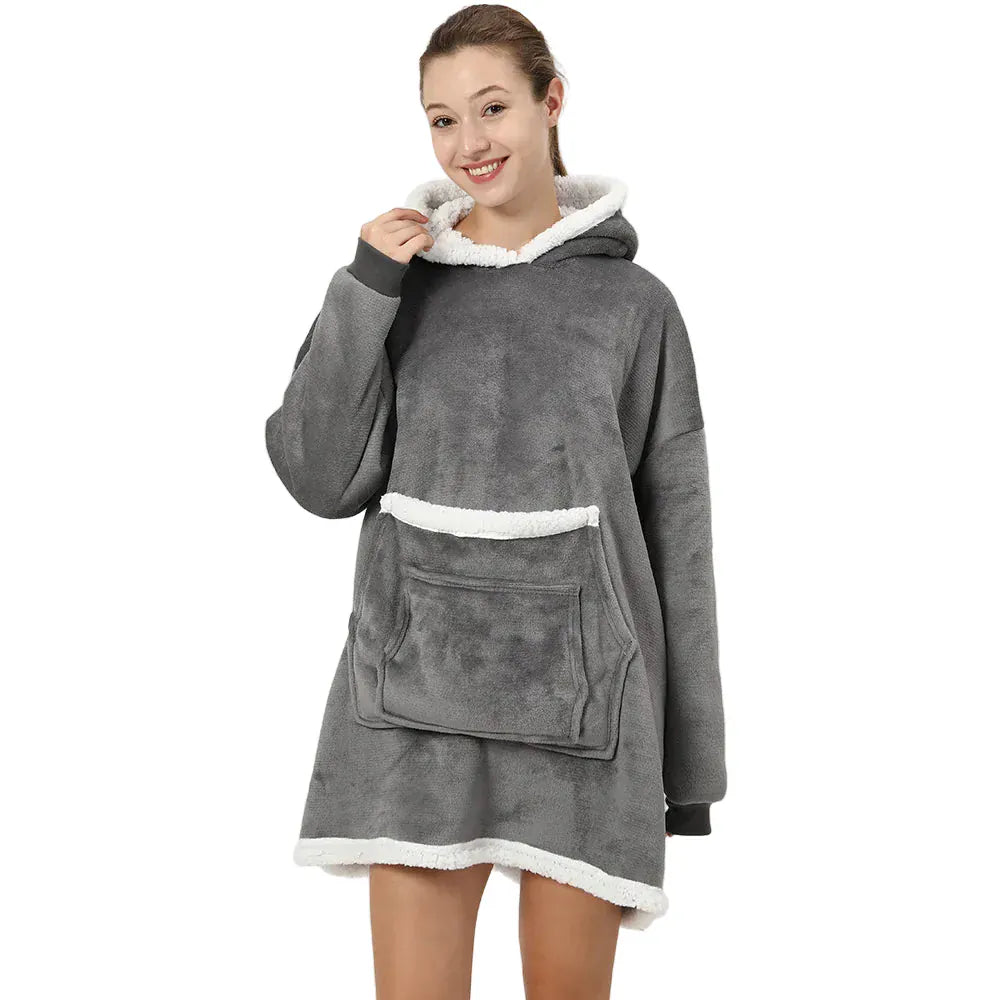 Fleece-Katzenponcho mit Kapuze und Kängurutasche