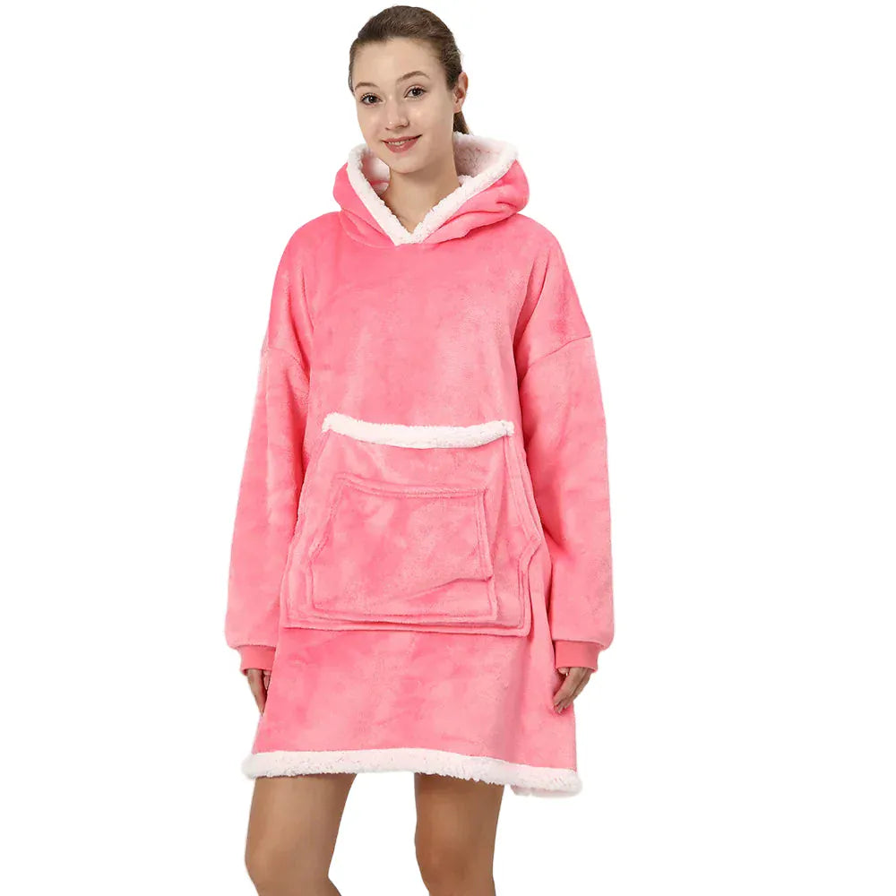 Fleece-Katzenponcho mit Kapuze und Kängurutasche