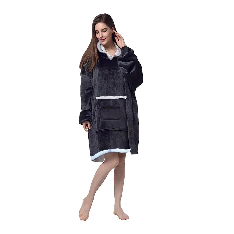 Fleece-Katzenponcho mit Kapuze und Kängurutasche