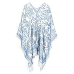 Geblümter Damen-Poncho aus Kaschmir