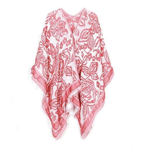 Geblümter Damen-Poncho aus Kaschmir