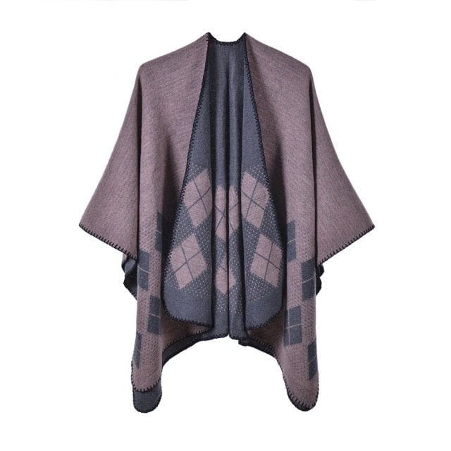 Karierter Damen-Poncho aus Baumwolle