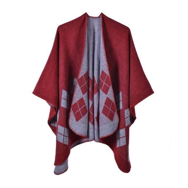 Karierter Damen-Poncho aus Baumwolle