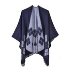 Karierter Damen-Poncho aus Baumwolle