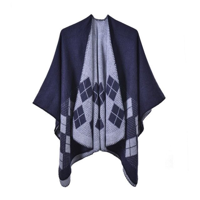 Karierter Damen-Poncho aus Baumwolle