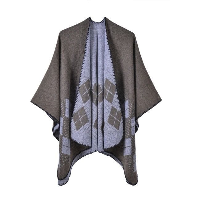 Karierter Damen-Poncho aus Baumwolle