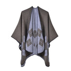 Karierter Damen-Poncho aus Baumwolle