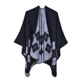 Karierter Damen-Poncho aus Baumwolle