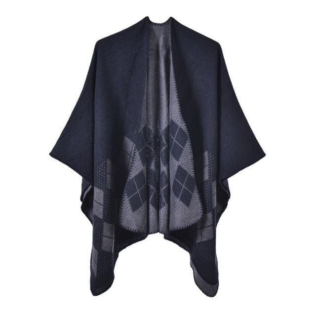 Karierter Damen-Poncho aus Baumwolle