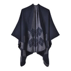 Karierter Damen-Poncho aus Baumwolle