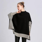 Gestreifter Damen-Poncho aus Kaschmir