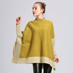 Gestreifter Damen-Poncho aus Kaschmir