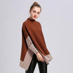 Gestreifter Damen-Poncho aus Kaschmir