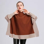 Gestreifter Damen-Poncho aus Kaschmir