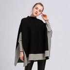Gestreifter Damen-Poncho aus Kaschmir