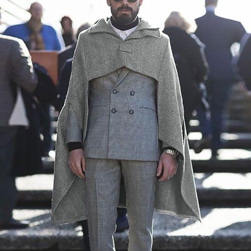 Poncho-Umhang für Herren mit langen Ärmeln