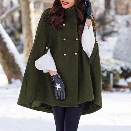 Poncho-Jacke für Damen mit Knöpfen