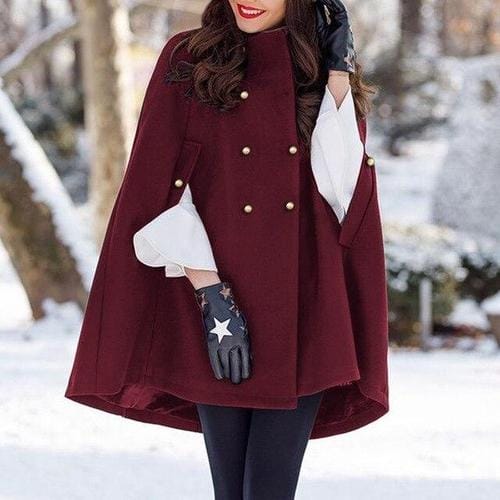 Poncho-Jacke für Damen mit Knöpfen