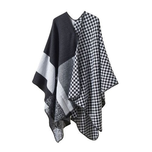 Kaschmir-Poncho mit Karomuster