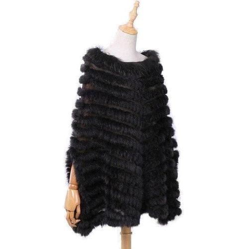 Kurzer Damenponcho mit Fell
