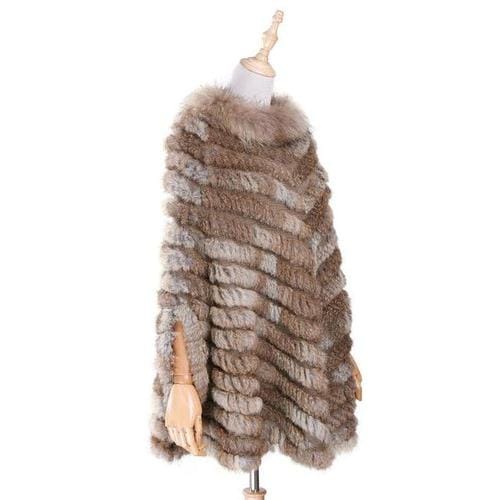 Kurzer Damenponcho mit Fell