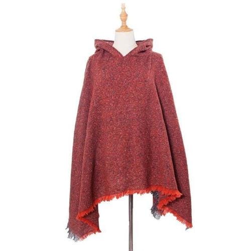 Langer melierter Damenponcho