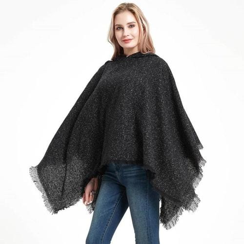 Langer melierter Damenponcho
