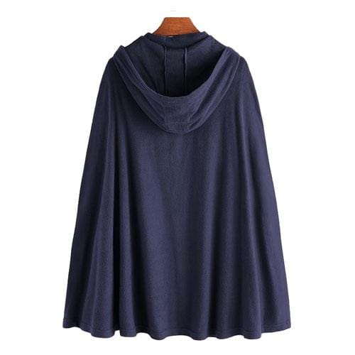 Langer Herrenponcho mit Kapuze