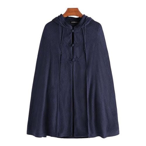 Langer Herrenponcho mit Kapuze