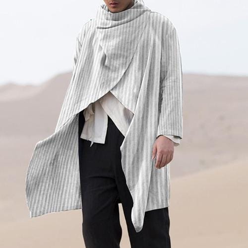 Maritimer Herrenponcho mit feinen Streifen