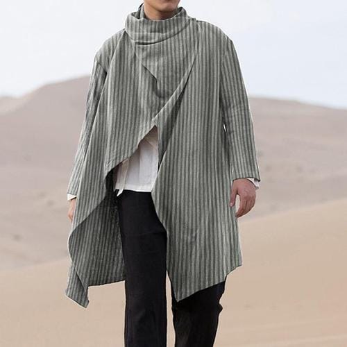 Maritimer Herrenponcho mit feinen Streifen