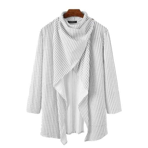 Maritimer Herrenponcho mit feinen Streifen