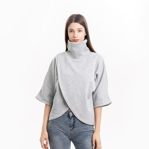 Karierter Damen-Poncho mit Stehkragen
