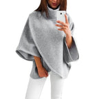 Karierter Damen-Poncho mit Stehkragen
