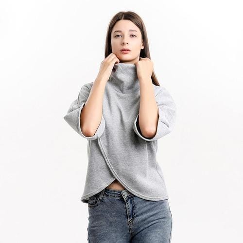 Karierter Damen-Poncho mit Stehkragen
