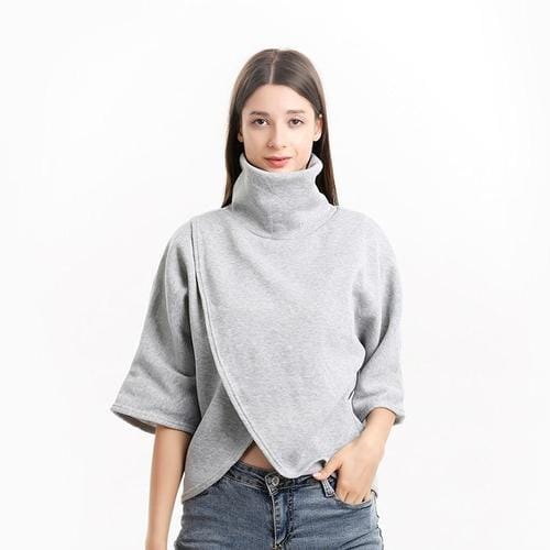 Karierter Damen-Poncho mit Stehkragen