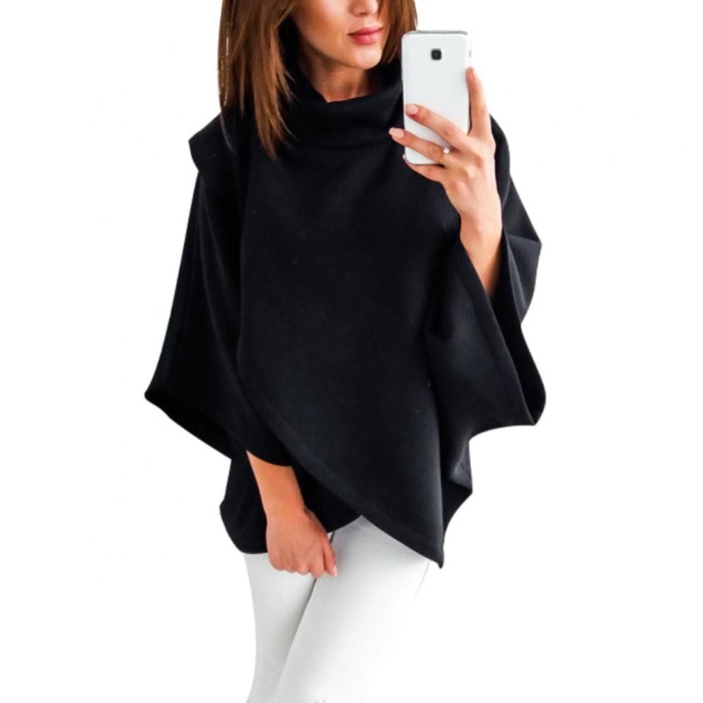 Karierter Damen-Poncho mit Stehkragen
