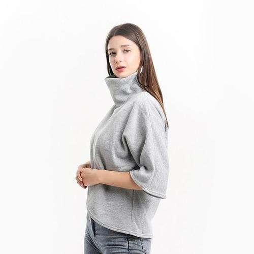 Karierter Damen-Poncho mit Stehkragen