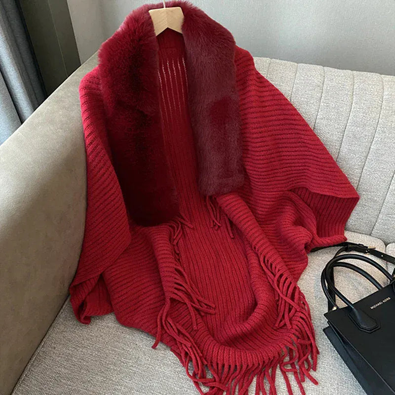 Poncho-Cardigan, dick gestrickt, vorne offen