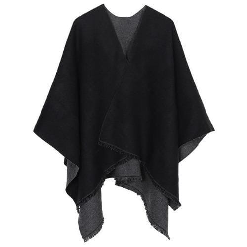 Zweifarbiger Damen-Poncho aus Kaschmir