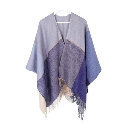 Kaschmir-Damenponcho mit Fransen