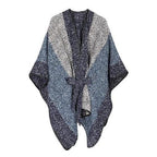 Damen-Poncho aus Kaschmir mit gestrickten Wollmotiven