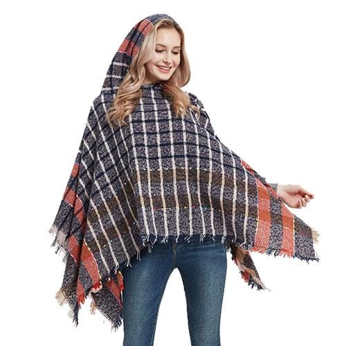 Sommerlicher Damenponcho mit Kapuze