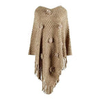 Feiner Damenponcho mit Pompons