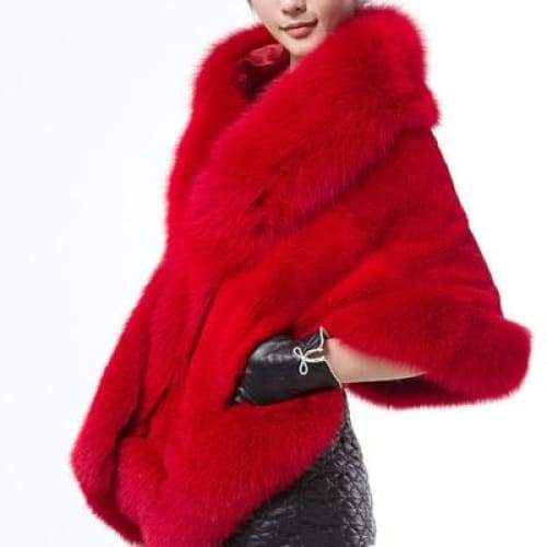 Luxuriöser Damen-Poncho aus Kunstfell