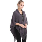 Pullover-Poncho mit Fransen