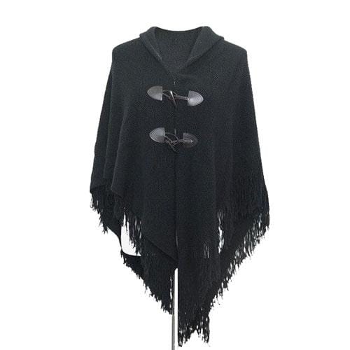 Pullover-Poncho mit Fransen